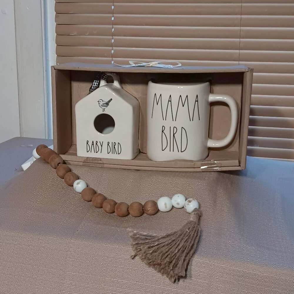 Rae Dunn MAMA BIRD Mug & BABY BIRD House Set